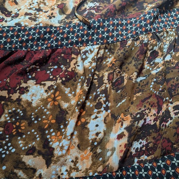 Sag Harbor Brown Tiered Midi Maxi Pull On Skirt Tie Dye Floral Boho Modest 14 - Picture 8 of 8